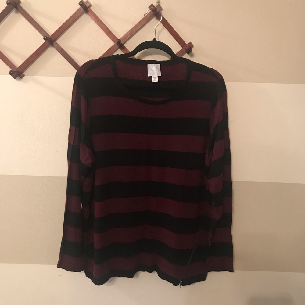 Dress Barn Striped top with side zipper